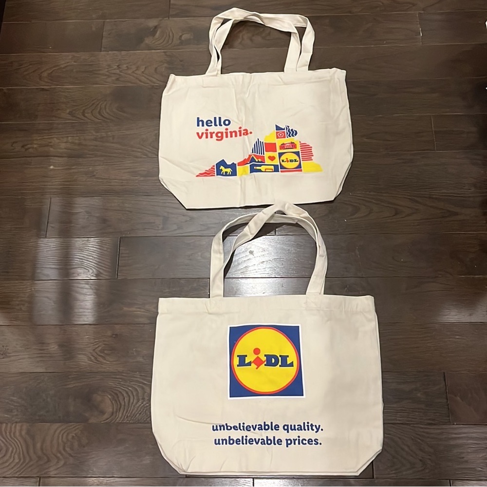 🛍️ 2 x Virginia Souvenir CANVAS totes lidl reusable grocery shopping bags New